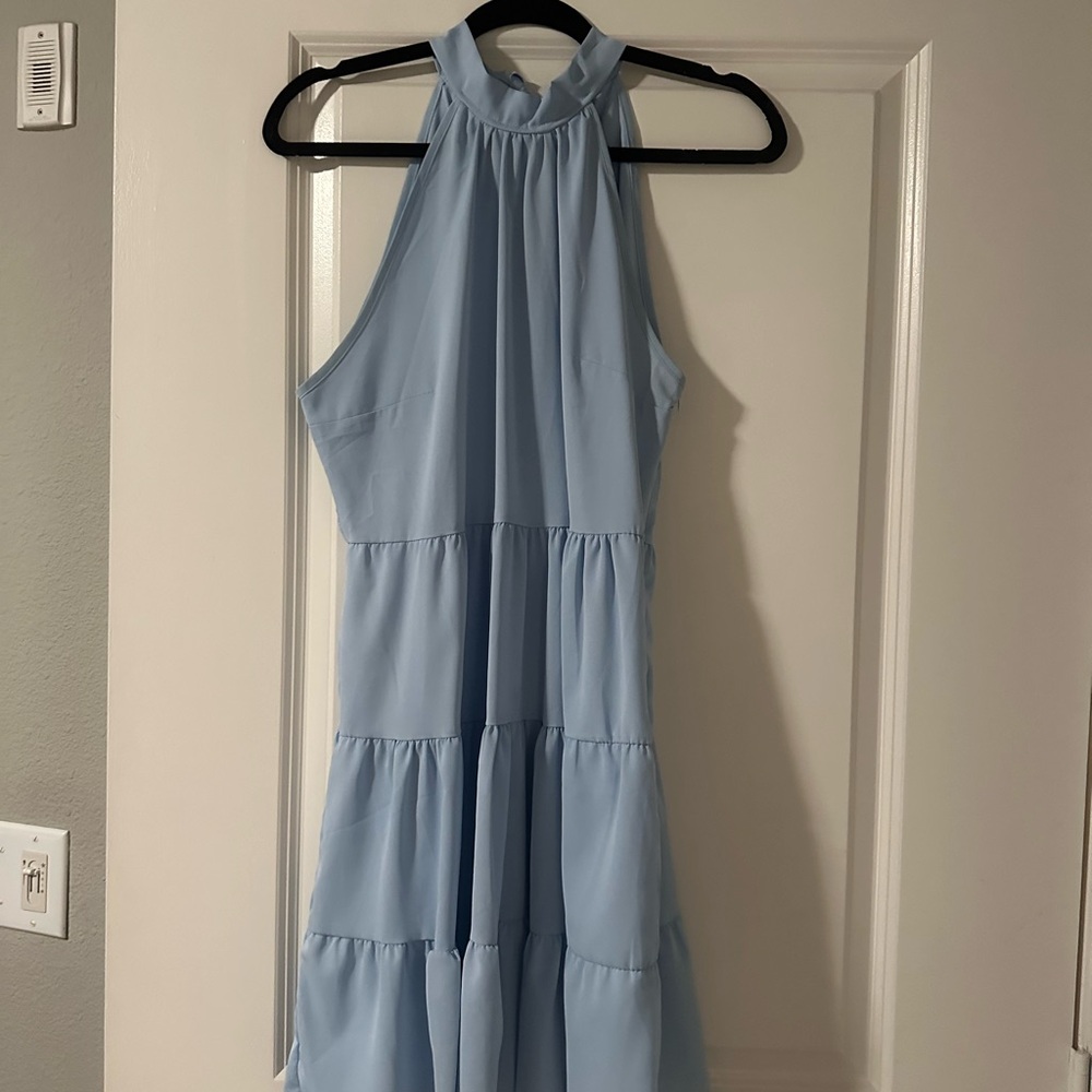 SHEIN Light Blue Backless Dress